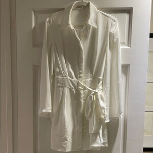 Ramy Brook White Tie-Front Shirtdress